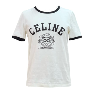 Celine Cream White Cotton 70'S Blason T-Shirt