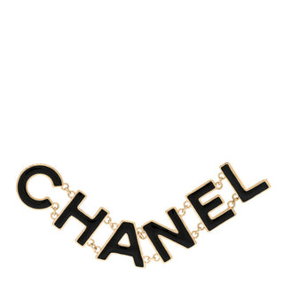 Chanel Metal Enamel Cha-Nel Logo Brooch