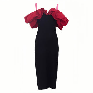 Alexander McQueen Black Draped Ruffled Maxi Dress