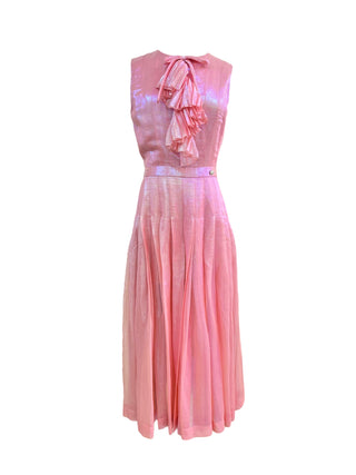 Chanel Chrome Pink Long Dress With Bow Detail
