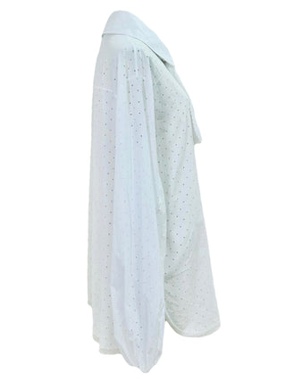 Chanel Lace Trim White Bow-Tie Blouse