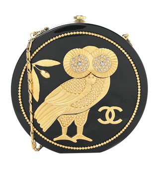 Chanel Limited Edition Black Resin Crystal CC Owl Bag