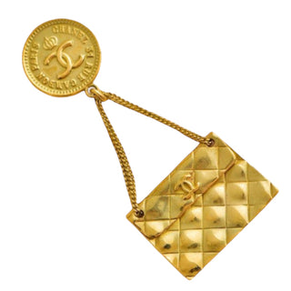 Chanel 1990's Gold Coin Classic Flap Bag Brooch