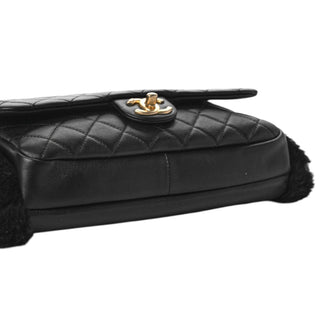 Chanel Black Lambskin Shearling CC Muff Flap Bag
