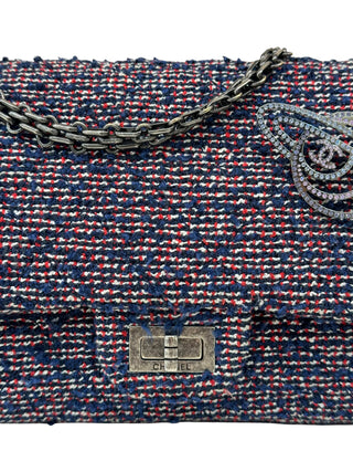 Chanel Blue Multicoloured 2.55 Reissue Tweed Quilted Double Flap Bag