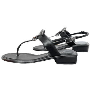 Chanel Black Interlocking CC Logo T-Strap Sandals