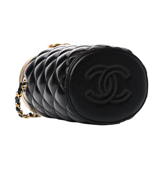 Chanel Crown Box Vanity Shoulder Bag In Black Quilted Lambskin With Gold Hardware