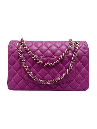 Chanel Purple Lambskin Medium Classic Double Flap Bag With GHW