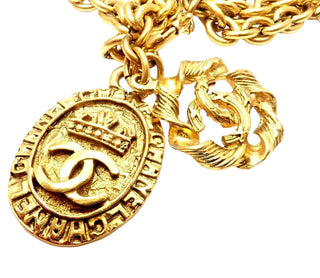 Chanel Gold Tone 3 Row Draped Clasp Belt Necklace