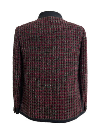 Chanel Burgundy & Black Tweed Jacket With Contrast Trim CC Buttons
