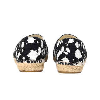 Chanel Black Timeless Splatter Paint Print CC Logo Cap Toe Espadrille Loafers