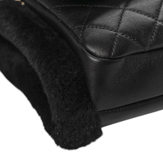 Chanel Black Lambskin Shearling CC Muff Flap Bag