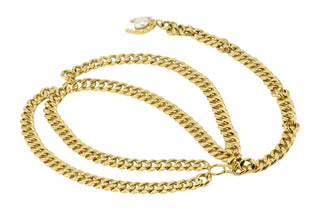 Chanel Gold Horseshoe Faux Pearl Medallion Heavy Chain Belt/Necklace