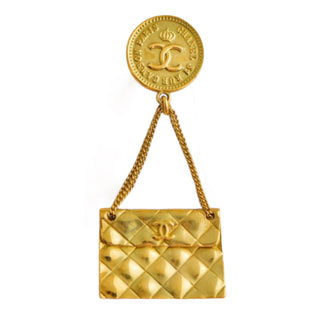 Chanel 1990's Gold Coin Classic Flap Bag Brooch