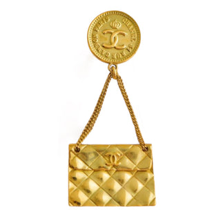 Chanel 1990's Gold Coin Classic Flap Bag Brooch