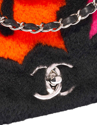 Chanel 100% CC Jumbo Classic Flap Bag in Black Shearling & Quilted Lambskin