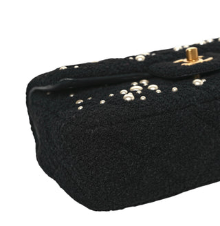 Chanel Black Tweed Pearl Small Cosmos Flap Bag