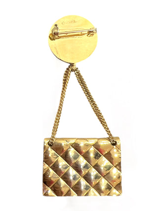 Chanel 1990's Gold Coin Classic Flap Bag Brooch