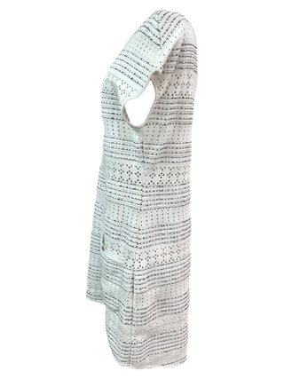 Chanel White Scalloped Eyelet Lace Dress With Pockets