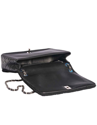 Chanel 100% CC Jumbo Classic Flap Bag in Black Shearling & Quilted Lambskin