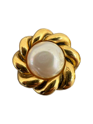 Chanel Gold Twist Pearl Clip-On Earrings