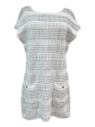 Chanel White Scalloped Eyelet Lace Dress With Pockets