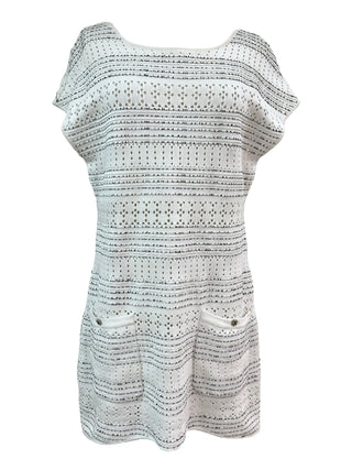 Chanel White Scalloped Eyelet Lace Dress With Pockets