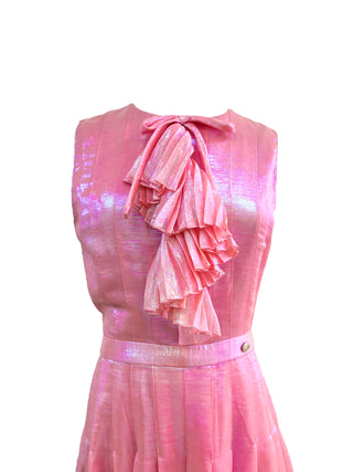 Chanel Chrome Pink Long Dress With Bow Detail