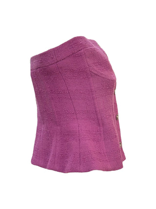 Chanel Purple Tweed Strapless Bustier With CC Buttons