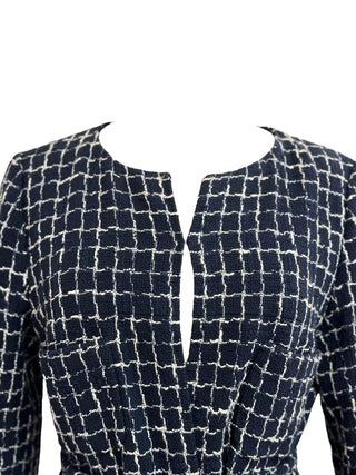 Chanel Bleu Graphique Belted Tweed Jacket