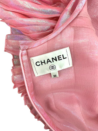 Chanel Chrome Pink Long Dress With Bow Detail