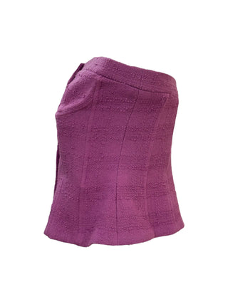 Chanel Purple Tweed Strapless Bustier With CC Buttons