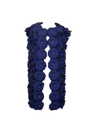 Chanel 2015 Cruise Collection Navy Floral Appliqué Sleeveless Jacket