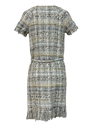 Chanel Grey Bohemian Fringe Tweed Dress