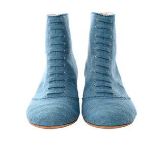 Chanel Blue Felt Short Boots
