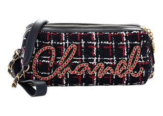 Chanel Navy Multicolour Tweed Calfskin Signe Bowling Bag