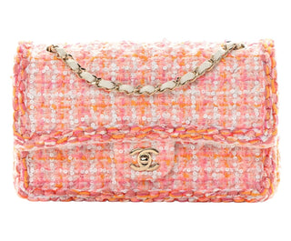 Chanel Multicoloured Tweed Braid Medium Sequin Double Flap Bag With GHW