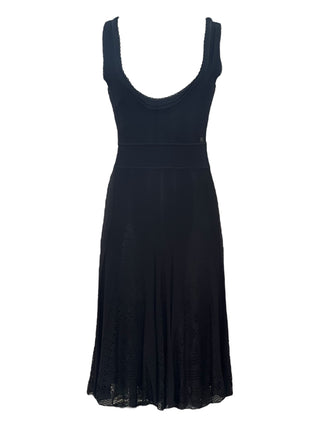Chanel Black Sleeveless Ruffle Knit Midi Dress