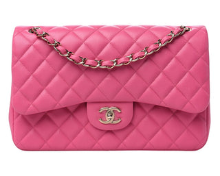 Chanel Pink Caviar Quilted Jumbo Double Flap Bag With GHW