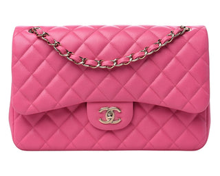 Chanel Pink Caviar Quilted Jumbo Double Flap Bag With GHW