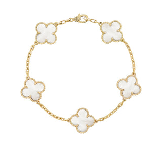 Van Cleef & Arpels 5 Motif Mother Of Pearl 18K Yellow Gold Alhambra Bracelet
