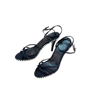 Chanel Black Strappy Pearl-Trim Heeled Sandals