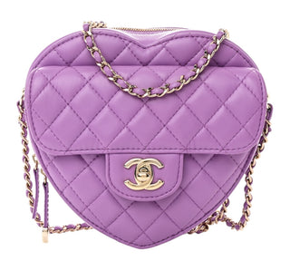 Chanel CC In Love Heart Bag In Purple Quilted Lambskin With Light Gold Hardware