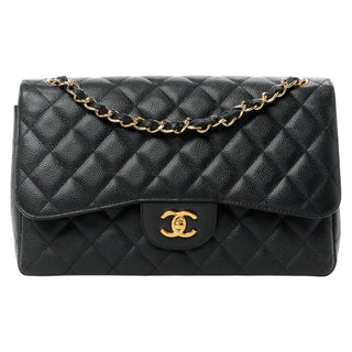 Chanel Black Caviar Jumbo Double Flap With Gold Hardware