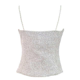 Chanel Pastel Fringe-Trimmed Tweed Jacket & Matching Strap Top Set