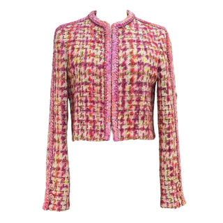 Chanel Multicolor Tweed Cropped Jacket with Braided Trim