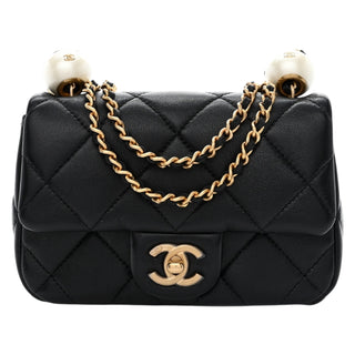 Chanel Black Lambskin Quilted Pearl Crush Small Flap Bag