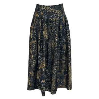 Christian Dior Navy & Gold Metallic Embroidered Midi Skirt