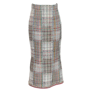 Chanel Cuba Collection Multicolor Tweed Wide V-Neck Jacket and Midi Skirt Set