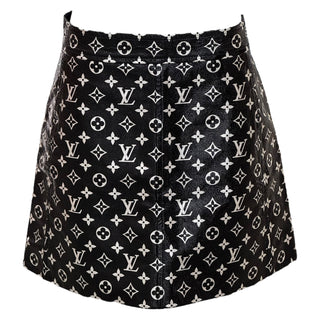 Louis Vuitton Black Monogram Printed Leather Mini Skirt